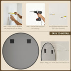 Antok 24 Inch Round Mirror for Wall, Round Bathroom Mirror, Circle Wall Mirrors - Image 7