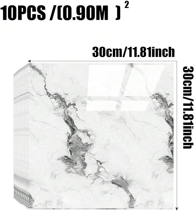 Chejiaye 10pcs Marble Peel and Stick Backsplash Waterproof Washroom Wall Panels - Image 4