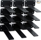 12 Pack - 6 inch Black Hidden L Shelf Bracket Iron Floating Shelf Brackets by MHMYDZ
