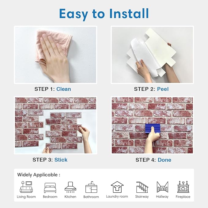 COMSTICKC 3D Faux Brick Wall Panels Peel and Stick Wall Covering, Not Real Brick - Image 9