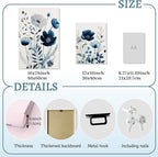 LLEEMPI Framed Navy Blue Floral Wall Art Set of 3, Modern Wildflower Wall Decor - Image 7