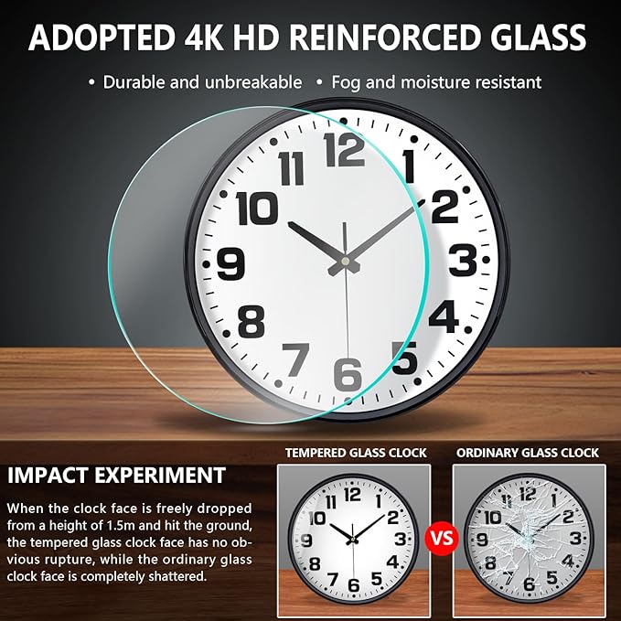 Modern Silent Wall Clock, 10inch Non-Ticking Analog Battery Operated Clock - Image 5