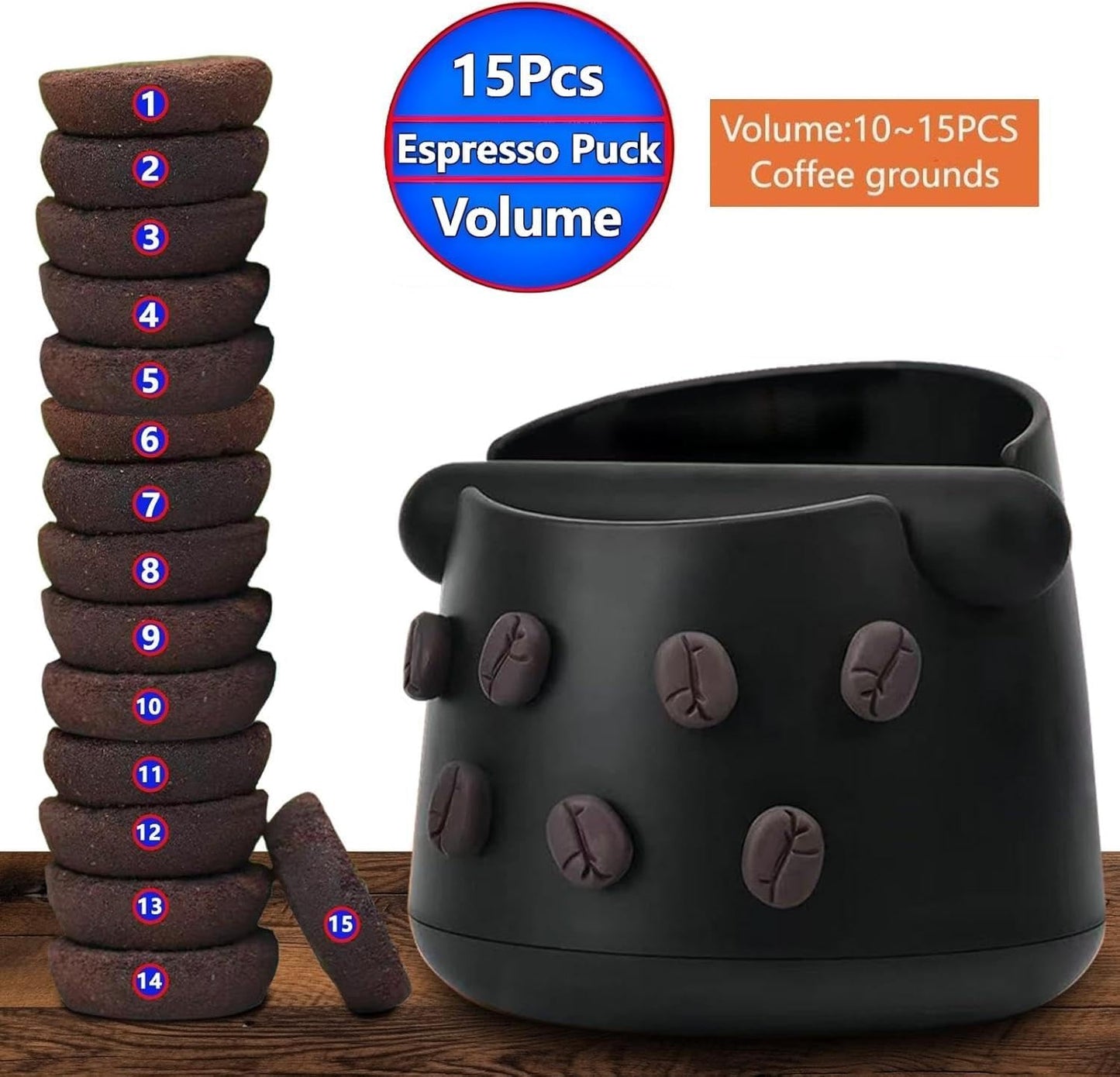 Coffee Knock Box, Espresso Knock Box with Barista Towels, Coffee Grounds Container Disposal,Removable Knock Bar and Non-Slip Base, Espresso Machine Accessories,Black, JDHAVMOS