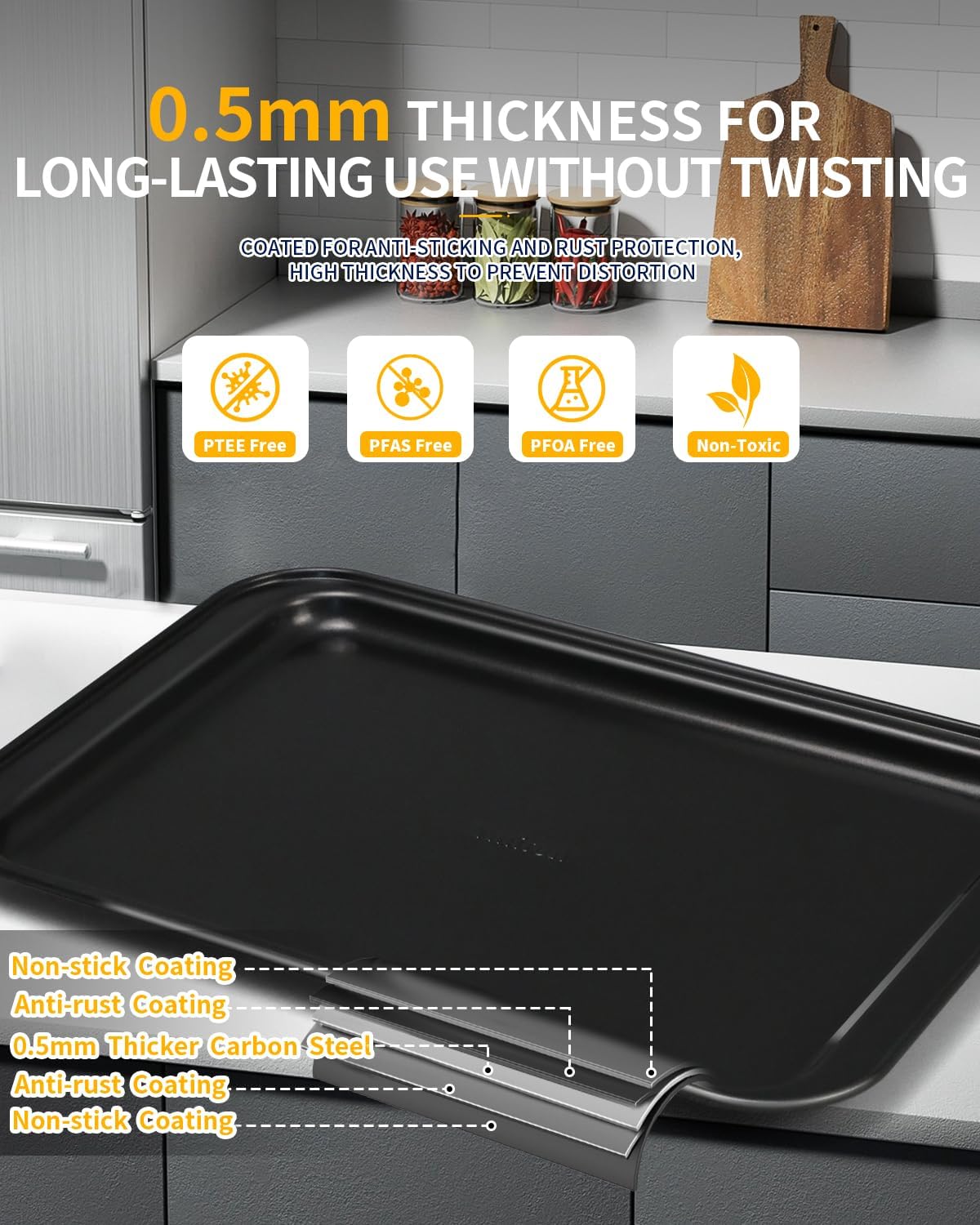 Nonstick Baking Pans Set, 19 PCS Stackable Bakeware Sets, Oven Pan Set Includes Baking Tray, Cookie Sheet, Cake Pans, Loaf Pan, Muffin Pan, Silicone Cups