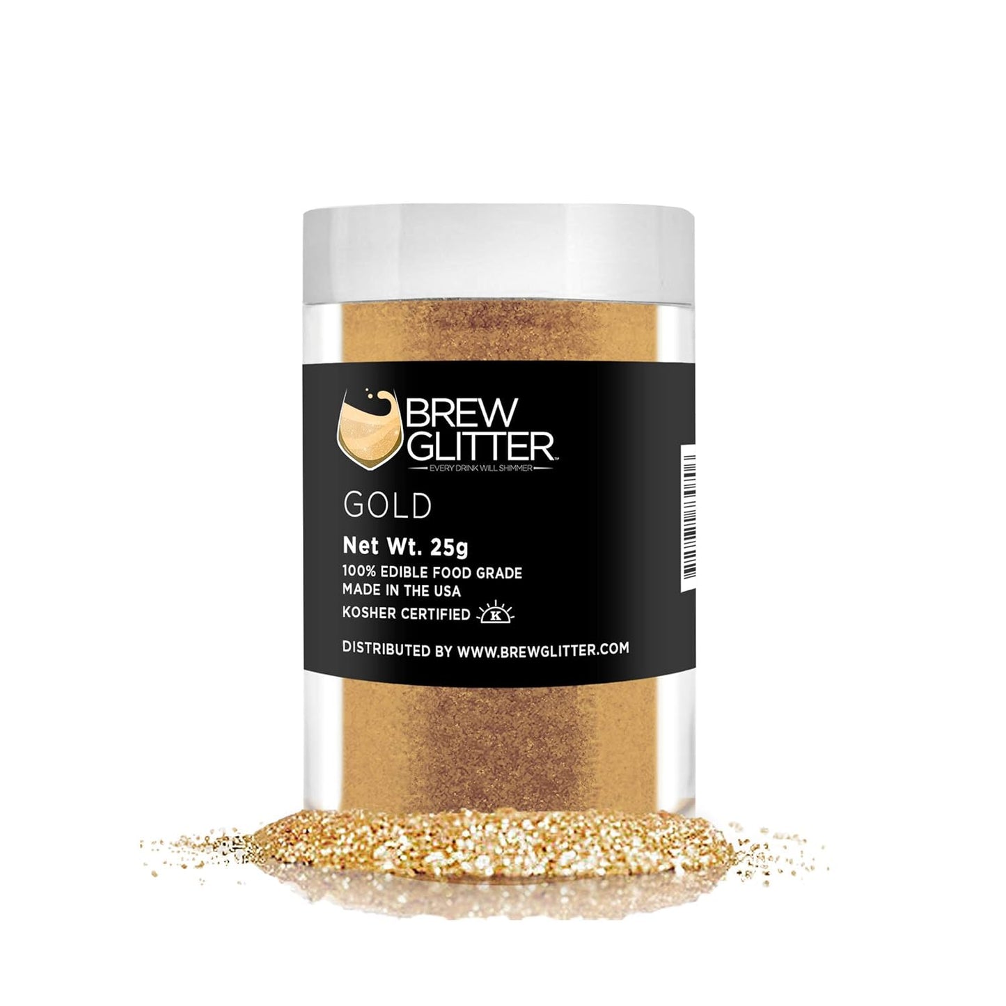 Gold BREW GLITTER Edible Glitter For Drinks, Cocktails, Beer, Garnish Glitter & Beverages | KOSHER & HALAL Certified | 100% Edible & Food Grade | Vegan, Gluten, Nut Free (25g, Gold)