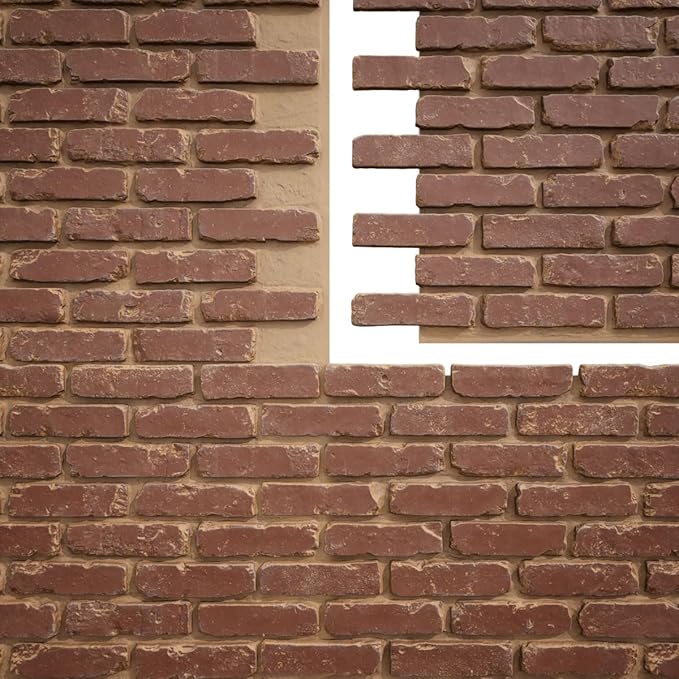 EverStone Aged Brick Faux Brick Panel, 46 7/8"W x 27"H x 1 1/4"D, Cabernet Color - Image 9
