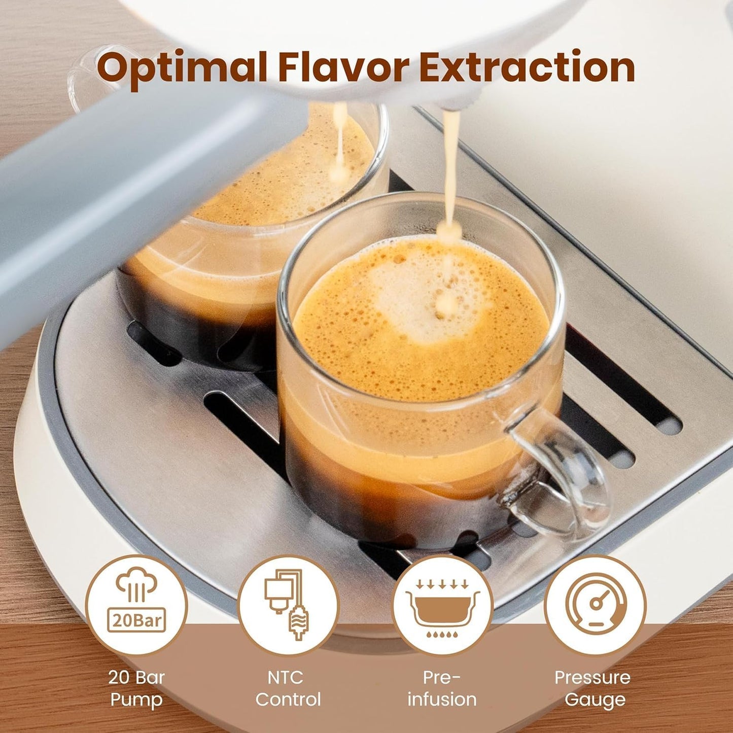 Gevi 20 Bar Espresso Coffee Machine with Burr Grinder Set | 35 Precise Grind Settings | Milk Frother for Latte Cappuccino | Professional Home Barista Kit | Gift for Coffee Lovers