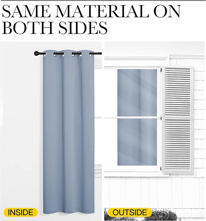 NICETOWN Vintage Blue Blackout Curtains 68 inches Length - Image 5