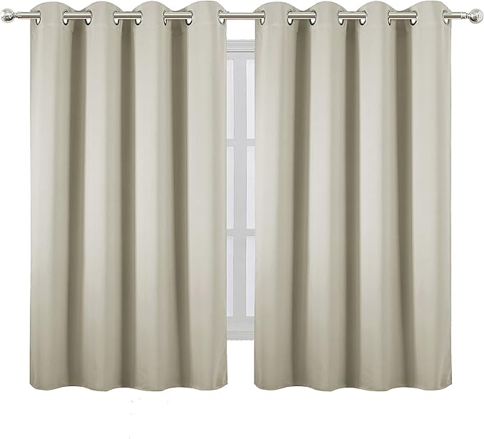 LEMOMO Light Beige Blackout Curtains/52 x 45 Inch Length Kids Curtains/Set of 2 - Image 2