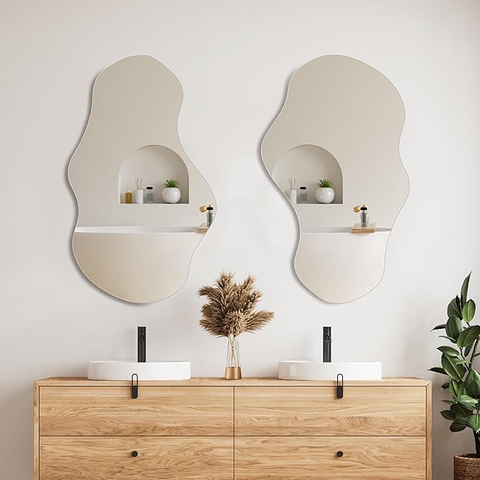 PERFNIQUE Irregular Wall Mirror Asymmetrical Mirror, Cloud Frameless Mirror - Image 8