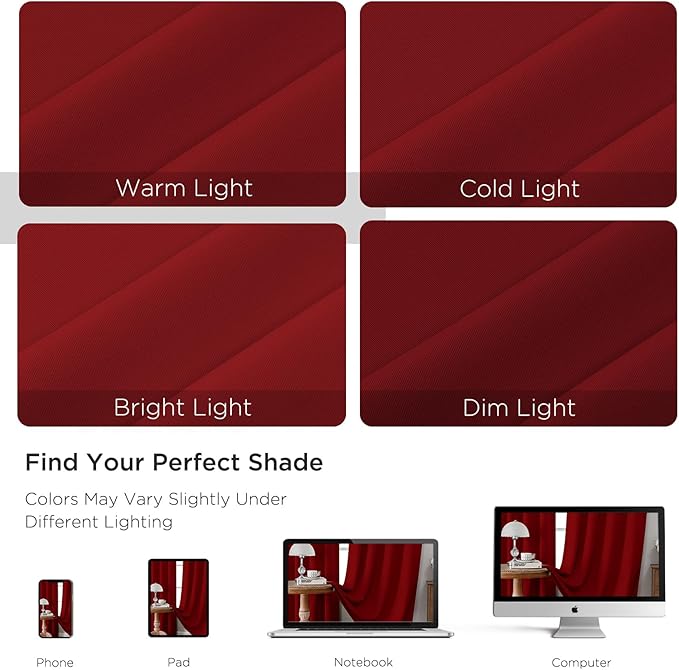 CUCRAF Red Blackout Curtains Customize, Rod Pocket Room Darkening Curtain - Image 4