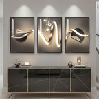 Large Framed Modern Luxury Black and Gold Abstract Wall Art - Image 4