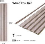8-Pack WPC Wall Panels 118’’ x 6.3’’ 3D Slat Wall Panel Acoustic Wall Paneling - Image 2