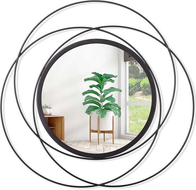 Mirrors Wall Decor Iron Frame Round Art Wall Mirrors Home Decoration Hanging by HLFMVWE