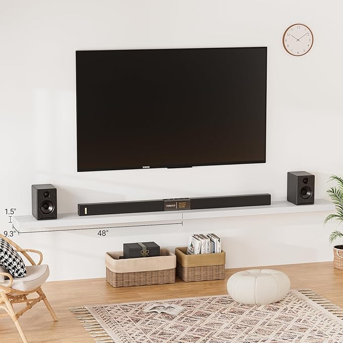 Heimlove Floating Shelves for Wall 48 Inches Long, 9.3" Deep White Floating - Image 2