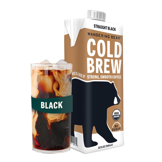 Wandering Bear Extra Strong Organic Cold Brew Coffee, Straight Black, 32 fl oz, 1 pack - Smooth, Organic, Unsweetened, Shelf-Stable, and Ready to Drink Cold Brew