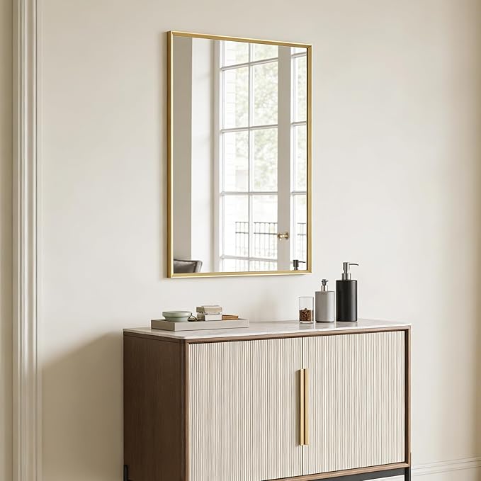 BOMINICA Brushed Gold Bathroom Mirror - Image 9