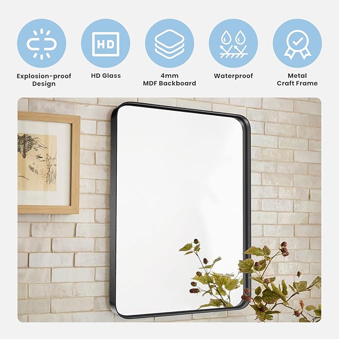 NEWBULIG 24X36 Inch Bathroom Wall Mirror, Vanity Bathroom Mirrors - Image 5