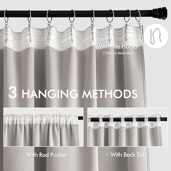 MIULEE Stone Back Tab Blackout Curtains 63 Inch Length 2 Panels Set - Image 4