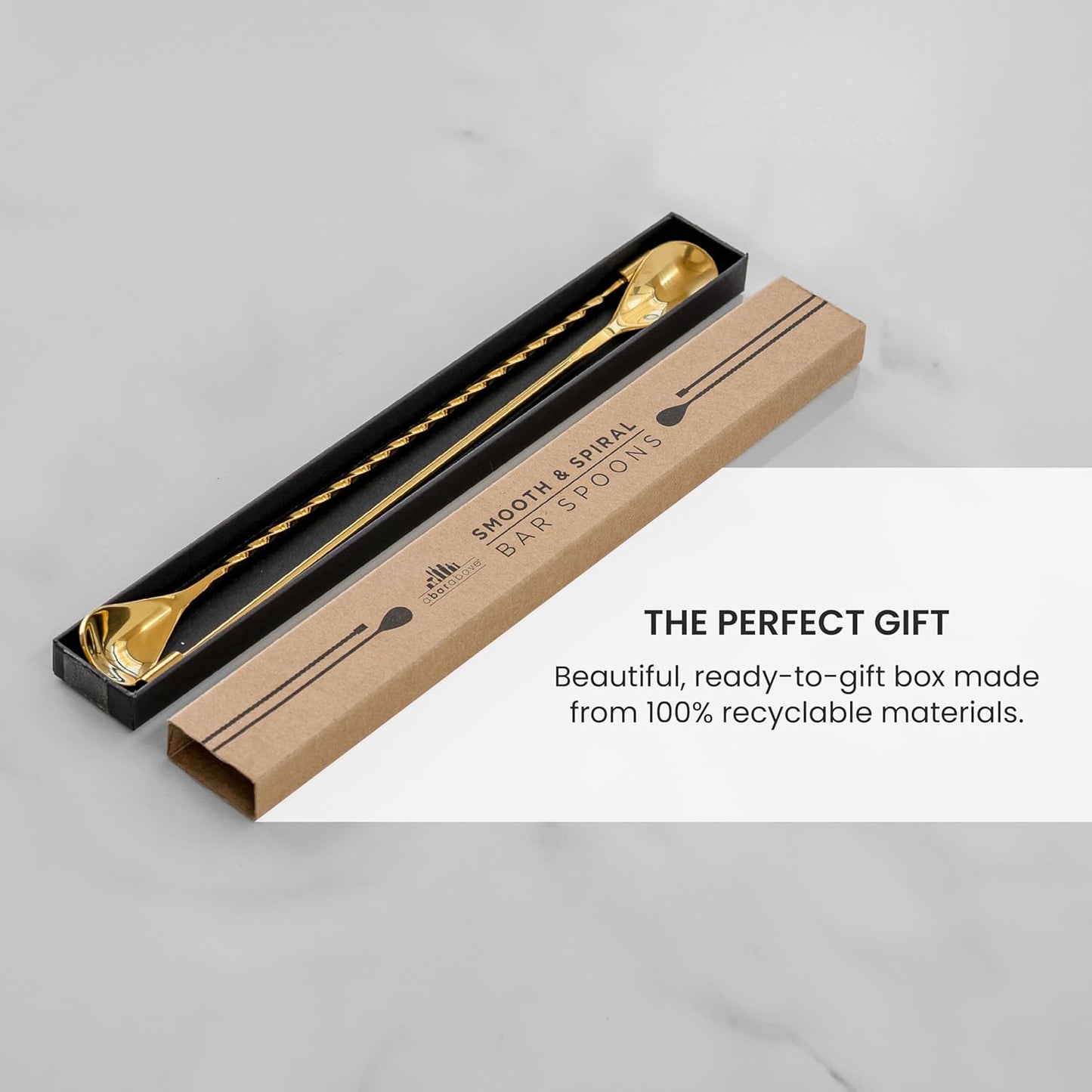 A Bar Above Bar Spoon Set, Spiral Handle, Stainless Steel Mixing Spoons for Cocktail Mixer Set, to Stir and Layer, Basic Professional or Home Bars Accessories (Stainless Steel, Combo)