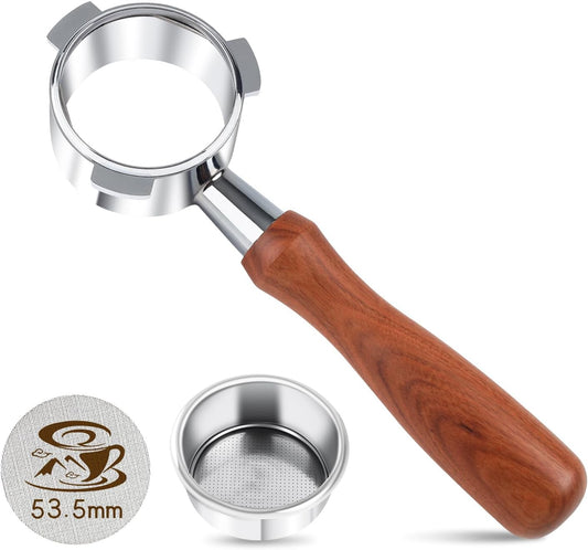 54mm Bottomless Portafilter with Stainless Steel Filter Holder & Basket - 3-Ear Espresso Filter for Breville Barista Express (BES870/878/875/840/Duo-Temp Pro) - Durable Solid Wood Handle –by Aeglemana