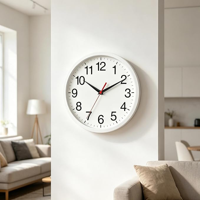 Rohioue Wall Clock Modern 10 Inch Battery Operated Silent Non Ticking Analog - Image 7