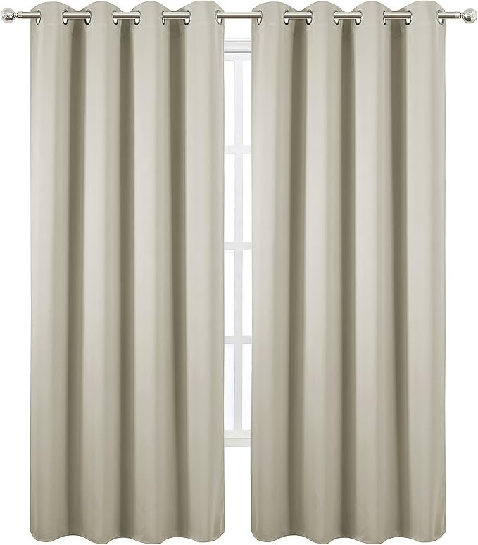 LEMOMO Blackout Curtains 66 x 84 inch/Light Beige Curtains Set of 2 - Image 2