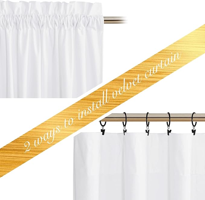NICETOWN White Velvet Curtains 84 inches - Image 3