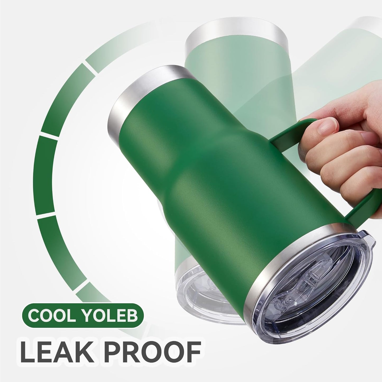 30 oz Tumbler with Handle and Lid, Stainless Steel Tumblers Double Wall Vacuum Insulated Travel Mug Leak Proof Cup Keep Drinks Cold and Hot Dark Green, 1 Pack