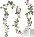 suddus Flower Garland with Pink Camellia Fairy Lights Indoor, 60 LED Vines by SUDDUS