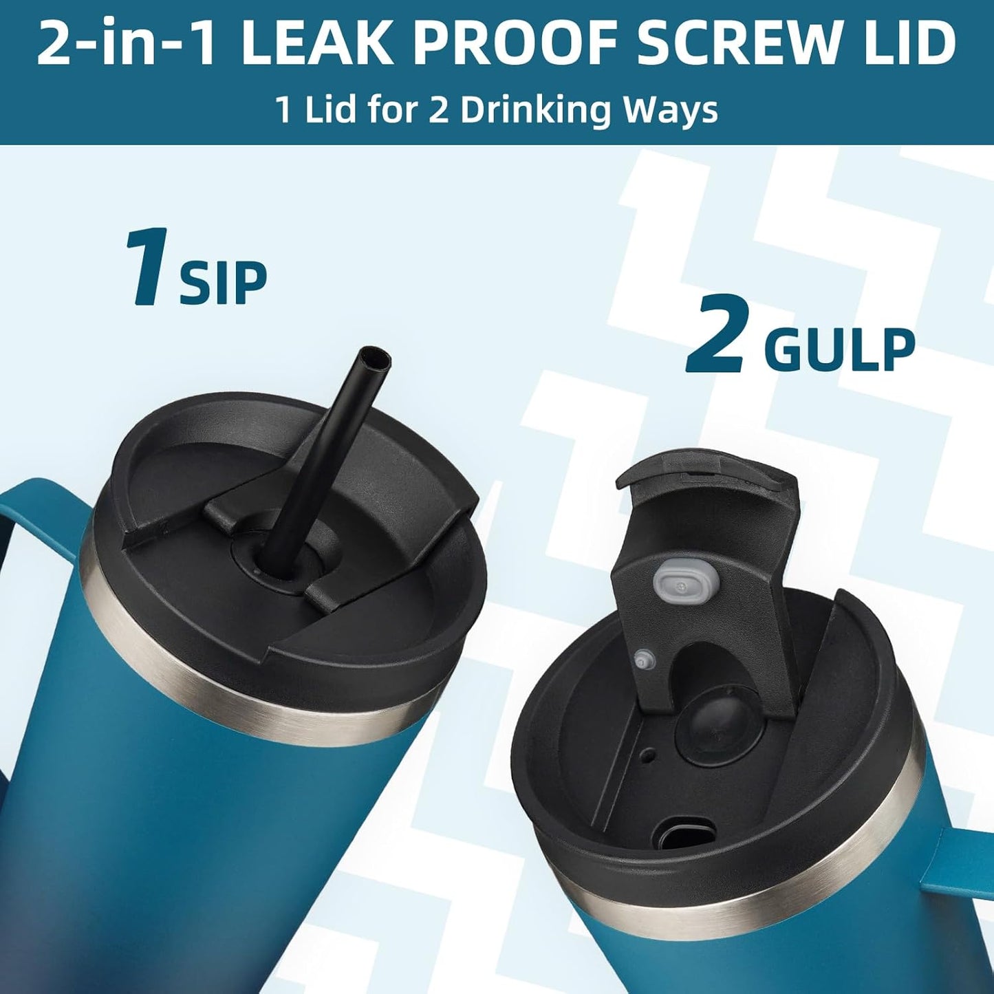 BJPKPK Insulated Tumbler with Handle, 26oz Insulated Tumblers with Lid and Straw, Stainless Steel Metal Water Bottles, Coffee Travel Mugs, Cups, Sea