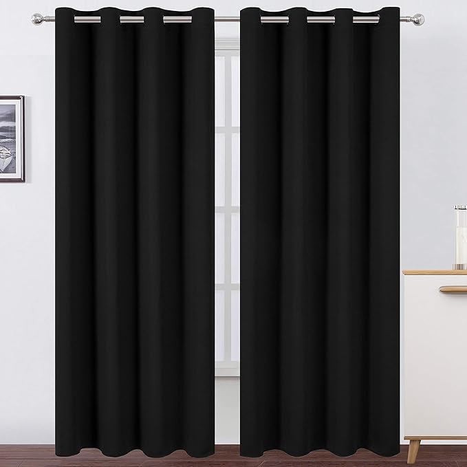 LEMOMO Blackout Curtains 66 x 95 inch/Black Curtains Set of 2 Panels/Thermal by Lemomo