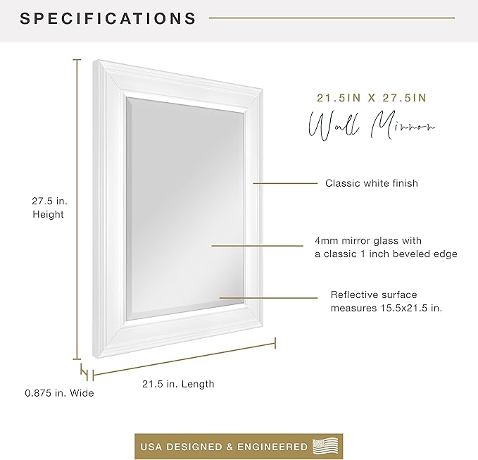 MCS 15 x21 Inch Wall Mirror, 21x27 Inch Overall Size - Image 3