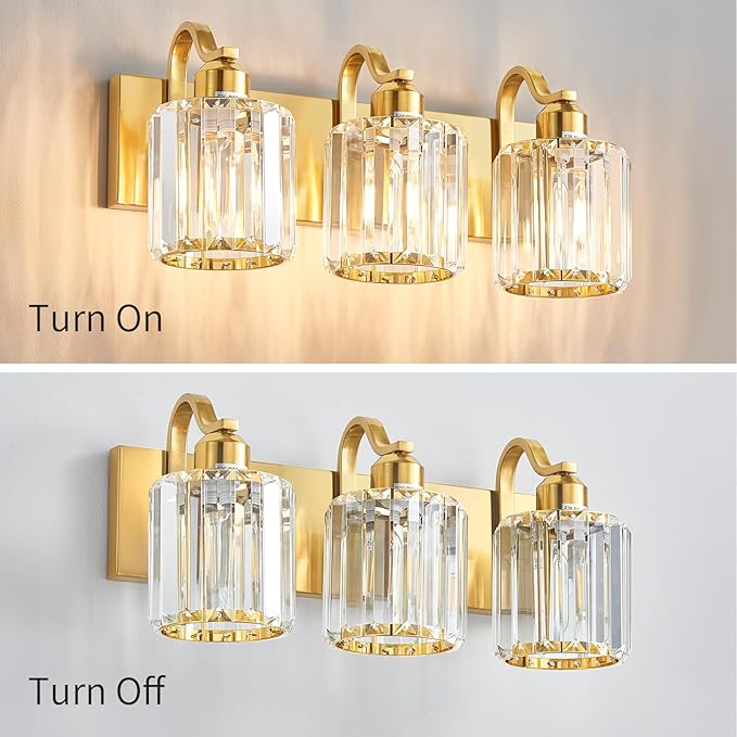 3-Light Gold Bathroom Light Fixtures, Modern Bathroom Vanity Lights Fixture - Image 5