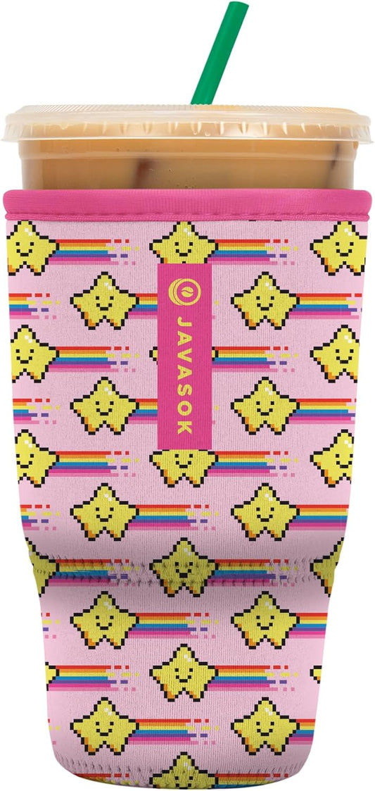 Sok It JavaSok Iced Coffee & Cold Soda Insulated Neoprene Cup Sleeve (Super Star, Large: 30-32oz)