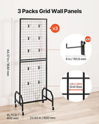 VEVOR 3 Packs Grid Wall Panels, 1.9 x 5.4 ft Wire Grid Panels Display Rack - Image 2