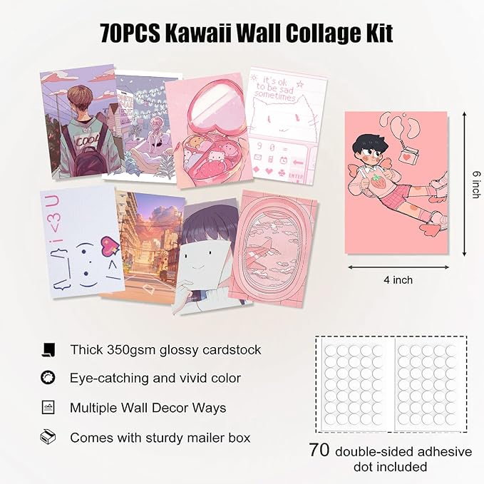KBKBART Anime Aesthetic Wall Collage Kit, Anime Photo Wall Collage Posters - Image 5