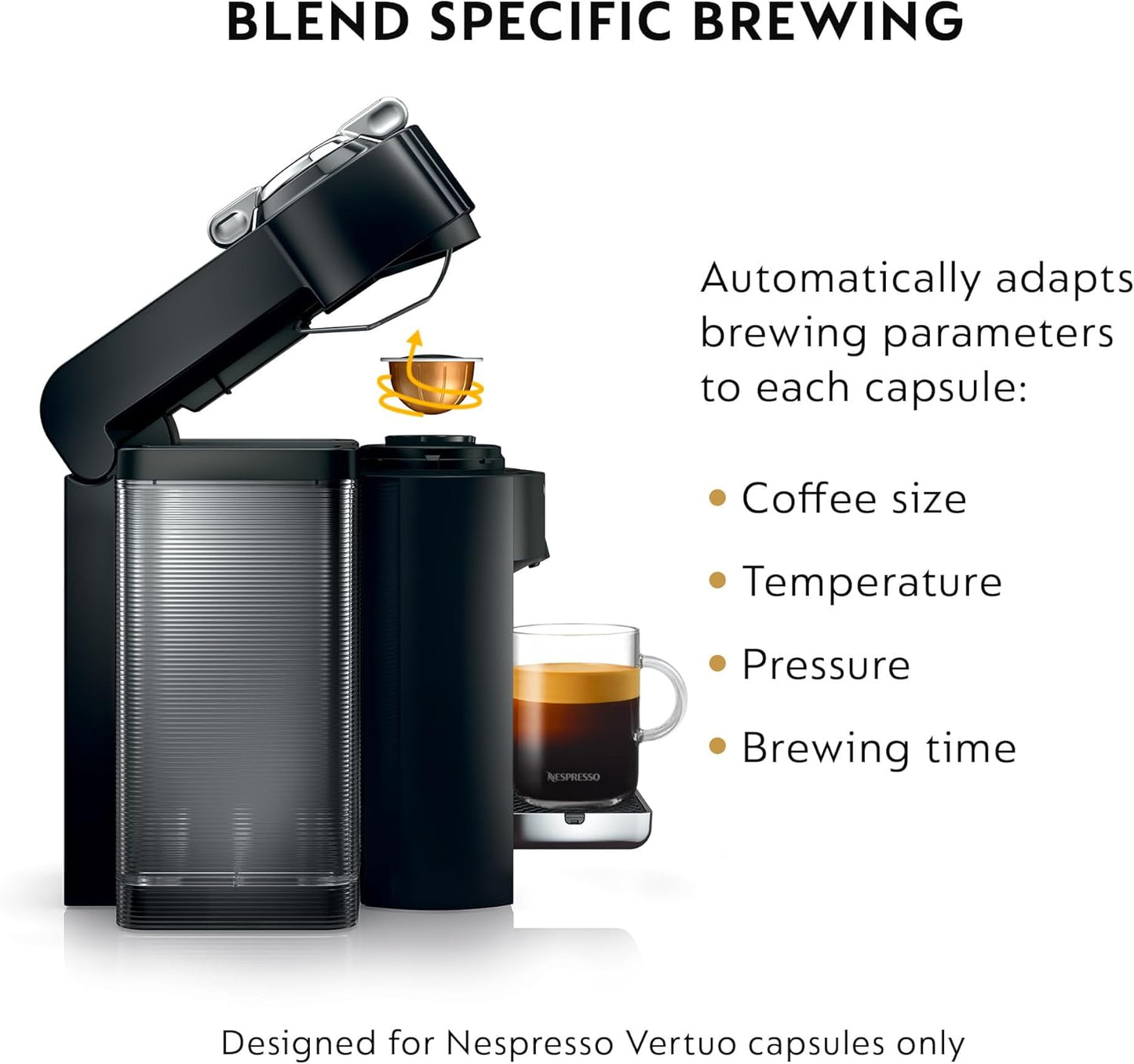 Nespresso Vertuo Coffee and Espresso Maker by De'Longhi, Piano Black