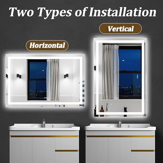 LED Bathroom Mirror with Lights, Backlit + Front Lit, 3 Color Modes, Memory - Image 6