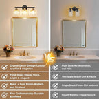 TALOYA Bathroom Vanity Light Fixtures, 3-Light Modern Black and Gold Wall - Image 2