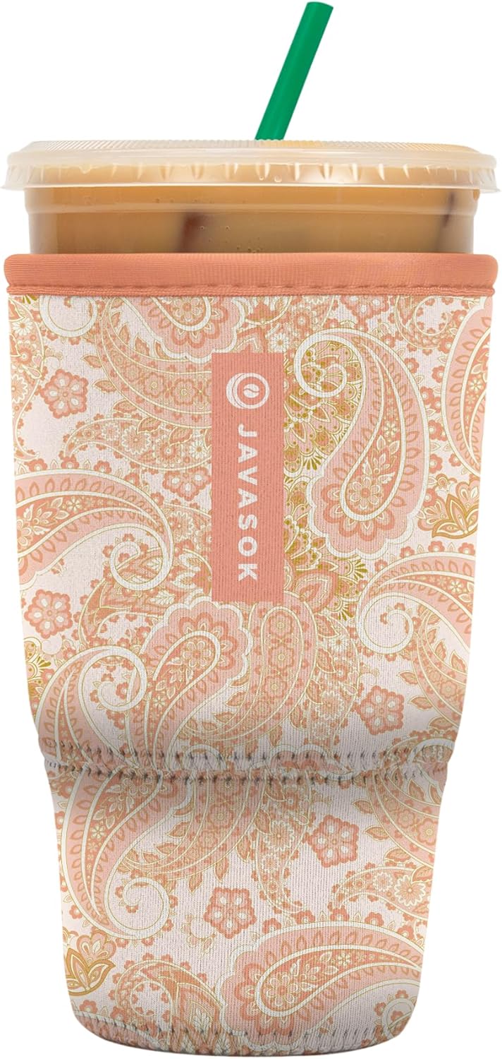 Sok It JavaSok Iced Coffee & Cold Soda Insulated Neoprene Cup Sleeve (Paisley Dreams, Large: 30-32oz)