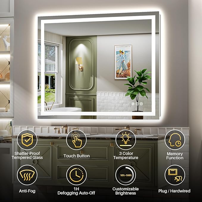Briivue 48x38 Inch LED Bathroom Mirror - Image 2