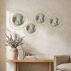 4 Piece Gold Round Wall Mirror Set Modern Metal Circle Home Decor - Image 4