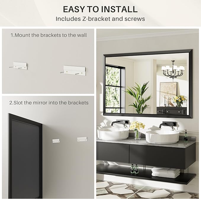 Briivue 72x36 Inch Black Bathroom Mirror - Image 7