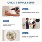 DUMOS 20-Inch Round Wall Mirror, Bathroom Wall Circle Mirror - Image 6