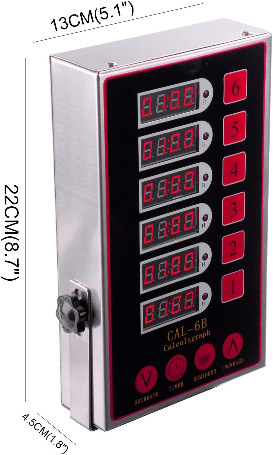 6 Channel Digital Commercial Kitchen Timer Cooking Reminder Loud Ring Alarm