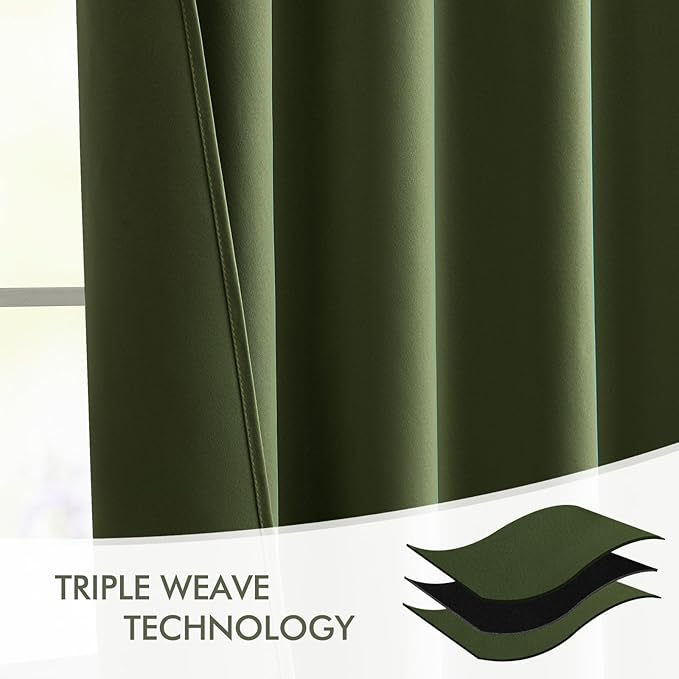 MIULEE Olive Green Back Tab Blackout Curtains 120 Inch Long 2 Panels Set - Image 7