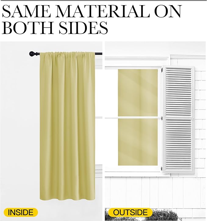 NICETOWN Blackout Curtains for Living Curtains, Paler Yellow, 2 Panels - Image 5