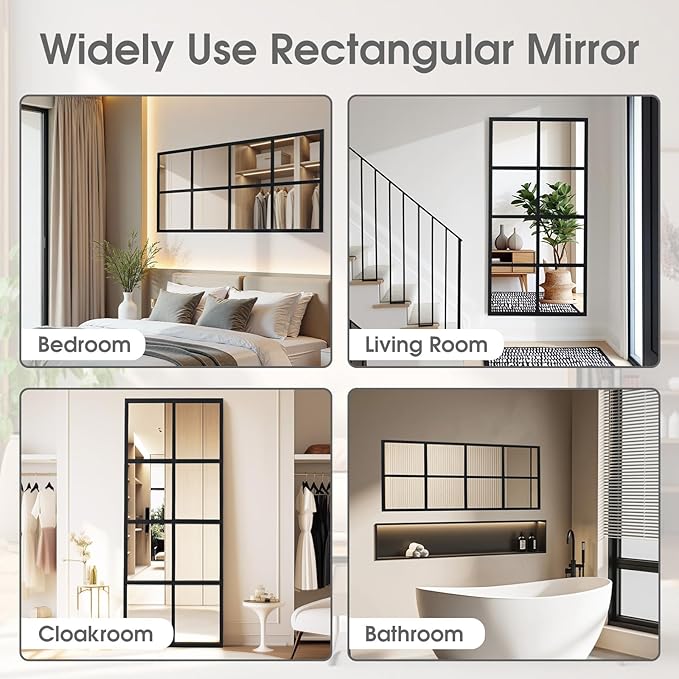 DUMOS Wall Mirror 16" x 32", Metal Framed Wall Mounted Mirror - Image 6