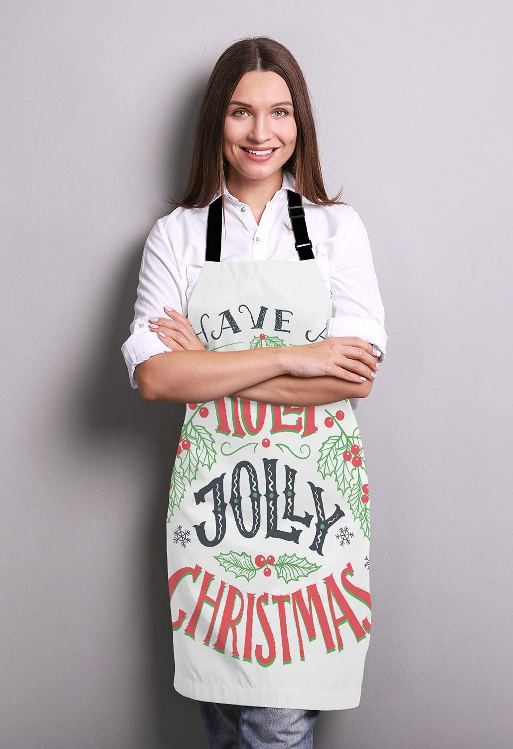 Have a holly jolly Christmas Adjustable Bib Apron Kitchen Cooking Baking Gardening Apron for Women Men
